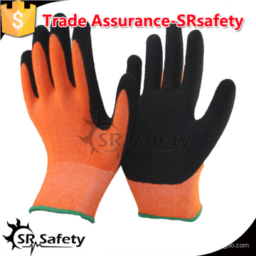 SRSAFETY 13 gauge de nylon revestido com lã de nylon revestido em luvas de palma, luvas de trabalho de segurança de látex de espuma.